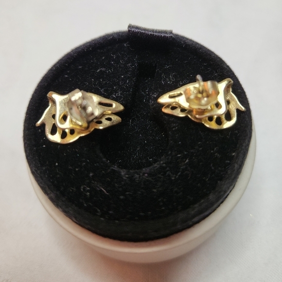 Vintage gold butterfly earrings - Picture 4 of 9